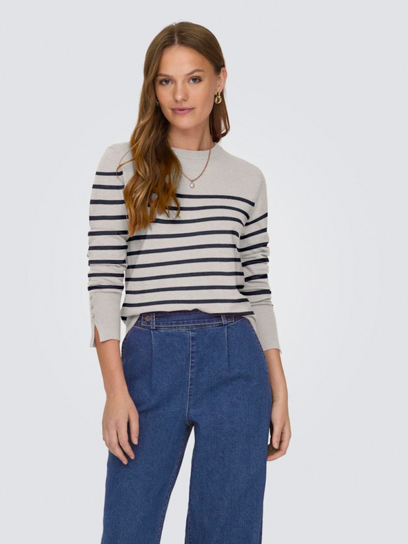 Jacqueline de Yong Modro-béžový dámský pruhovaný svetr JDY Malou