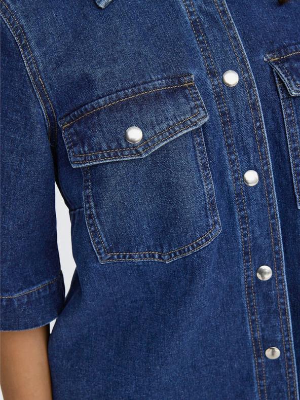 ONLY Tmavě modré dámské džínové košilové šaty ONLY Belle