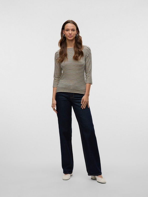 AWARE by VERO MODA Béžové dámské pruhované tričko AWARE by VERO MODA Fiona
