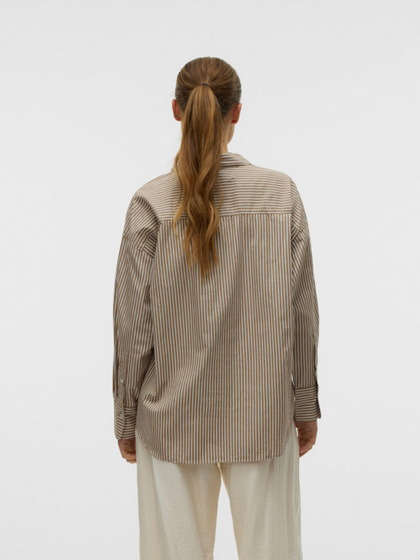 AWARE by VERO MODA Hnědá dámská pruhovaná košile AWARE by VERO MODA
