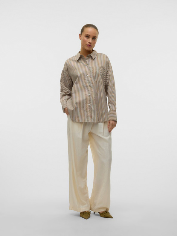 AWARE by VERO MODA Hnědá dámská pruhovaná košile AWARE by VERO MODA