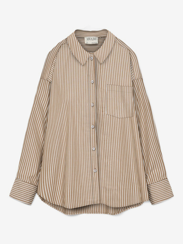AWARE by VERO MODA Hnědá dámská pruhovaná košile AWARE by VERO MODA
