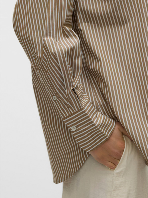 AWARE by VERO MODA Hnědá dámská pruhovaná košile AWARE by VERO MODA