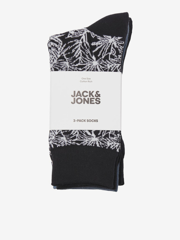 Jack & Jones Sada tří párů pánských ponožek v černé a modré barvě Jack & Jones