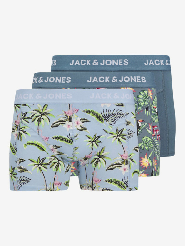 Jack & Jones Sada tří pánských modrých boxerek Jack & Jones