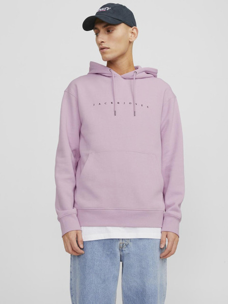 Jack & Jones Světle růžová pánská mikina s kapucí Jack & Jones Star