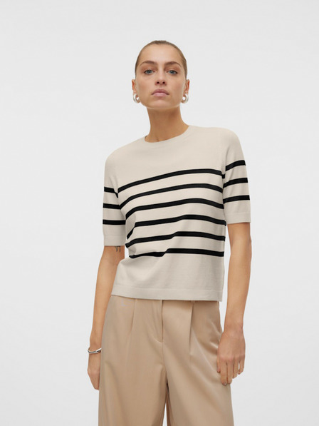 Vero Moda Černo-béžový dámský pruhovaný svetr Vero Moda Saba