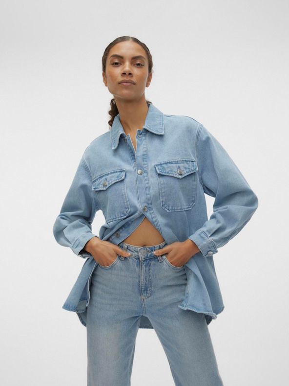 Vero Moda Světle modrá dámská džínová košilová bunda Vero Moda Naya