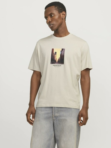 Jack & Jones Béžové pánské tričko Jack & Jones Vesterbro