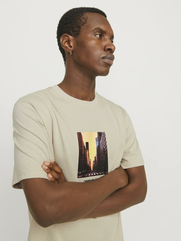 Jack & Jones Béžové pánské tričko Jack & Jones Vesterbro