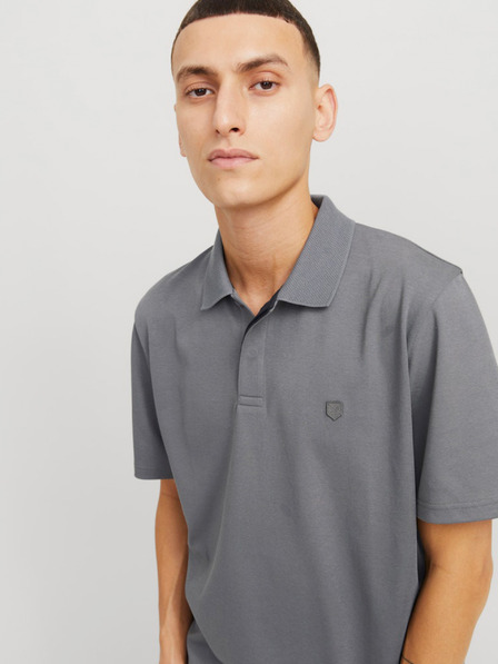 Jack & Jones Šedé pánské polo tričko Jack & Jones Crodney