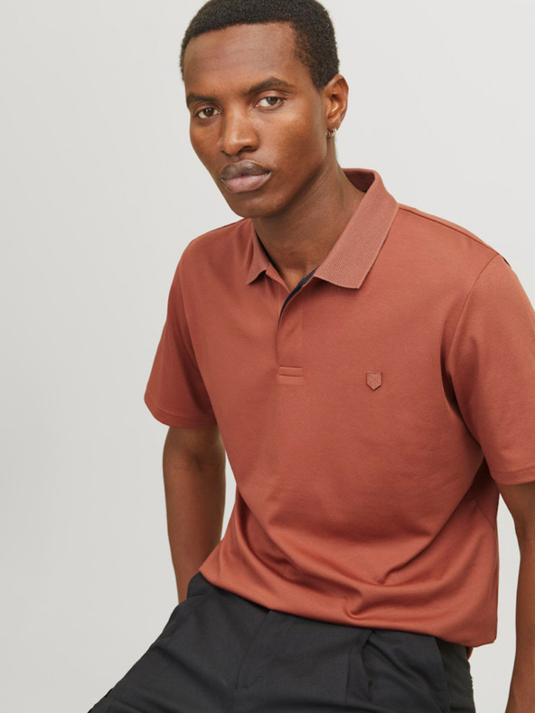 Jack & Jones Cihlové pánské polo tričko Jack & Jones Crodney