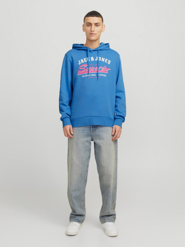 Jack & Jones Modrá pánská mikina s kapucí Jack & Jones Logo