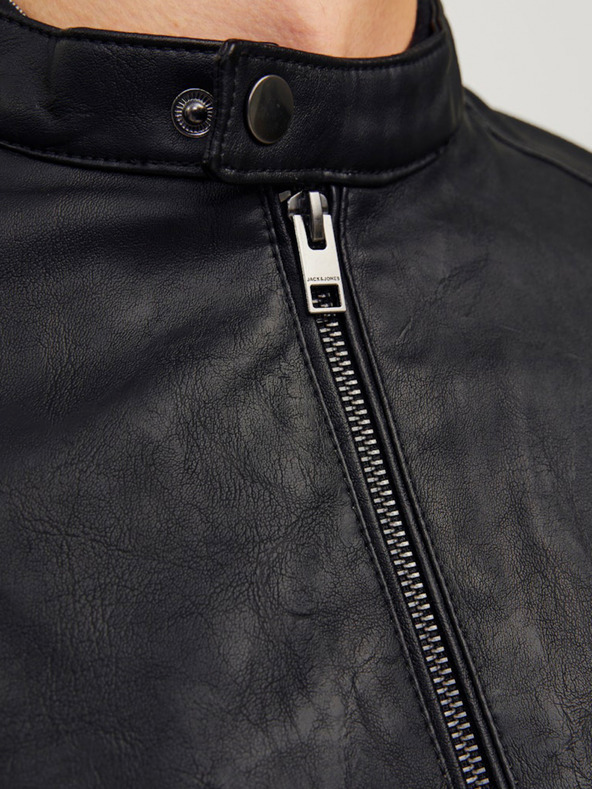 Jack & Jones Černá pánská koženková bunda Jack & Jones Dylan