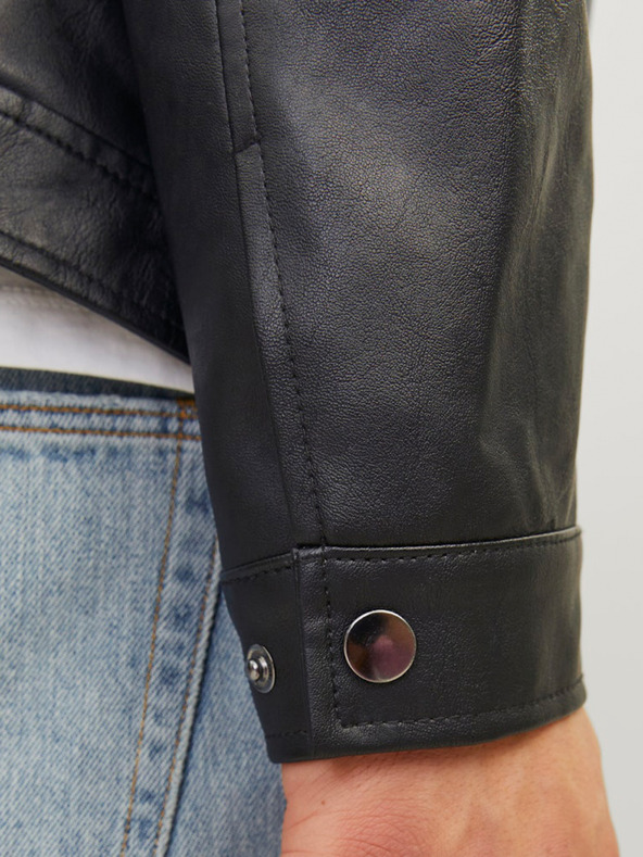 Jack & Jones Černá pánská koženková bunda Jack & Jones Dylan