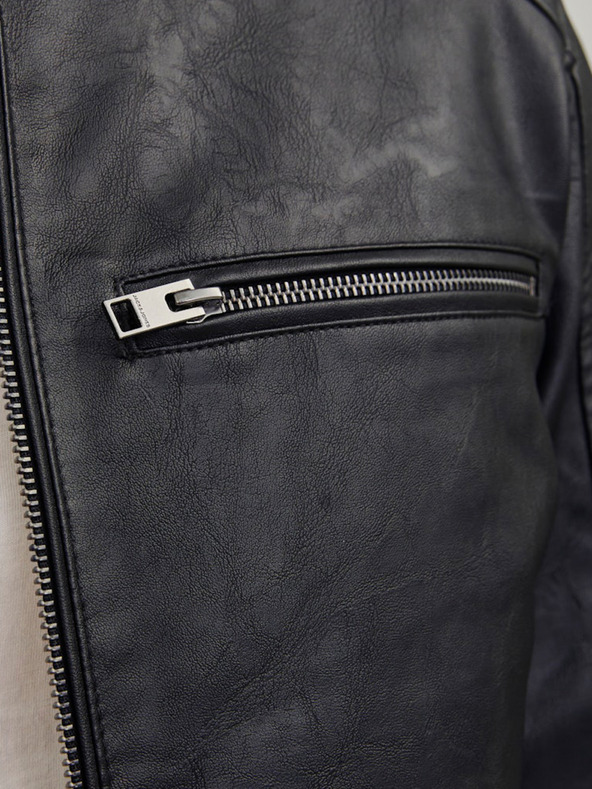 Jack & Jones Černá pánská koženková bunda Jack & Jones Dylan