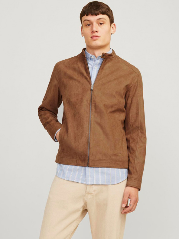 Jack & Jones Hnědá pánská bunda v semišové úpravě Jack & Jones Dylan