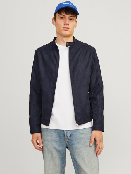 Jack & Jones Tmavě modrá pánská bunda v semišové úpravě Jack & Jones Dylan