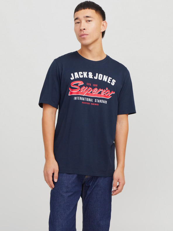 Jack & Jones Tmavě modré pánské tričko Jack & Jones Logo
