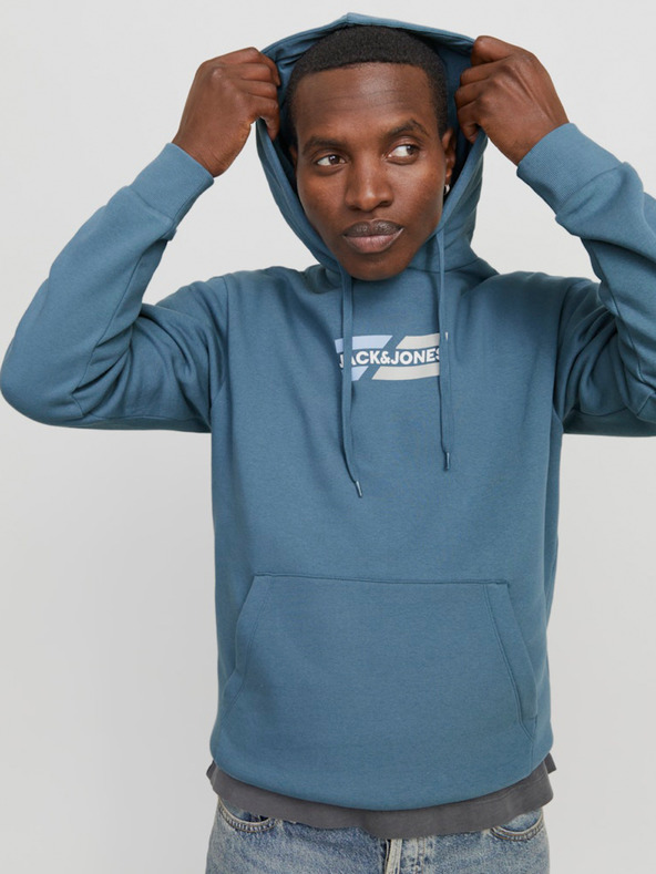 Jack & Jones Modrá pánská mikina s kapucí Jack & Jones Corp