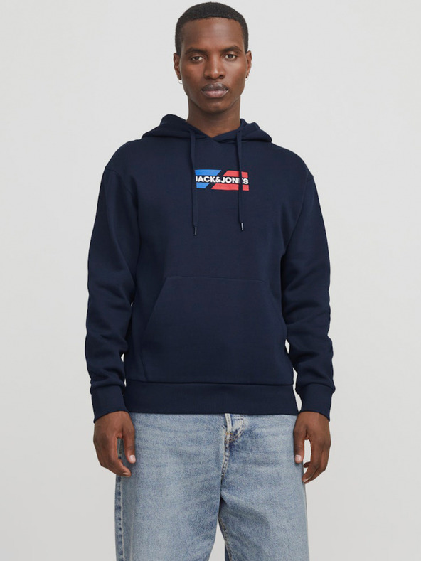 Jack & Jones Tmavě modrá pánská mikina s kapucí Jack & Jones Corp