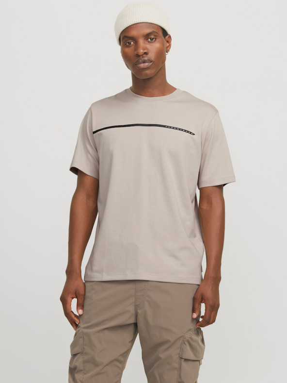 Jack & Jones Béžové pánské tričko Jack & Jones Fusion