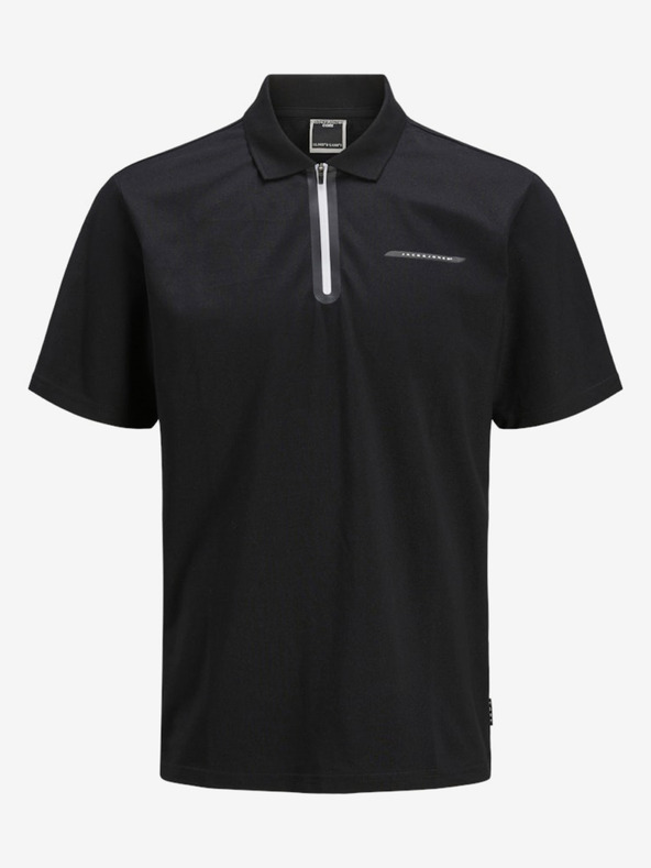 Jack & Jones Černé pánské polo tričko Jack & Jones Fusion