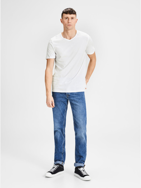 Jack & Jones Sada dvou bílých basic triček s véčkovým výstřihem Jack & Jones