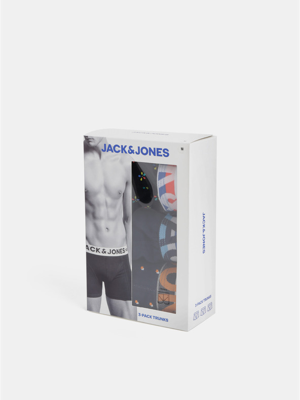 Jack & Jones Sada tří boxerek v černé a tmavě modré barvě s potiskem Jack & Jones