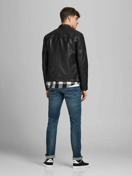 Jack & Jones Černá koženková bunda Jack & Jones Rocky