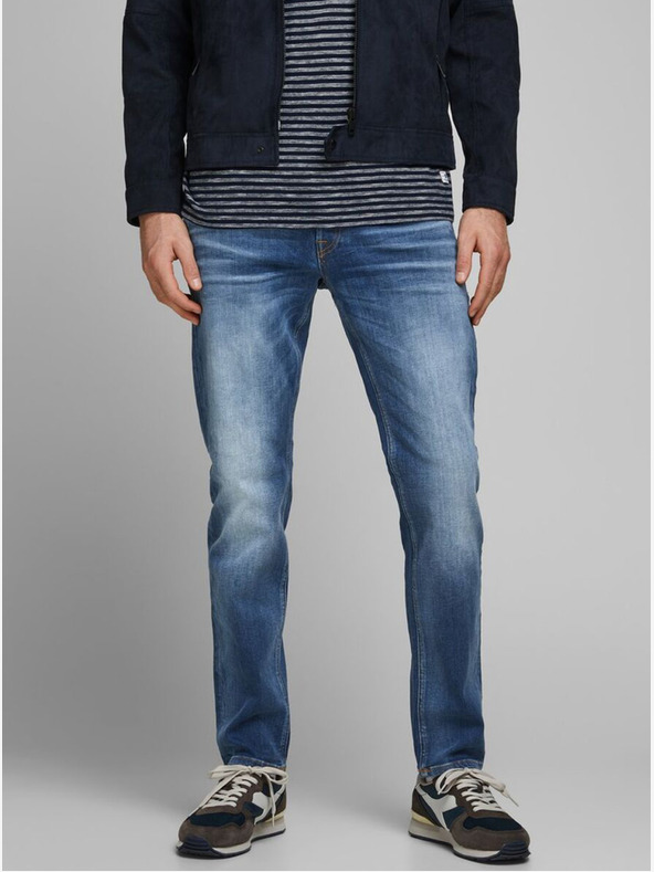 Jack & Jones Modré pánské straight fit džíny Jack & Jones Mike