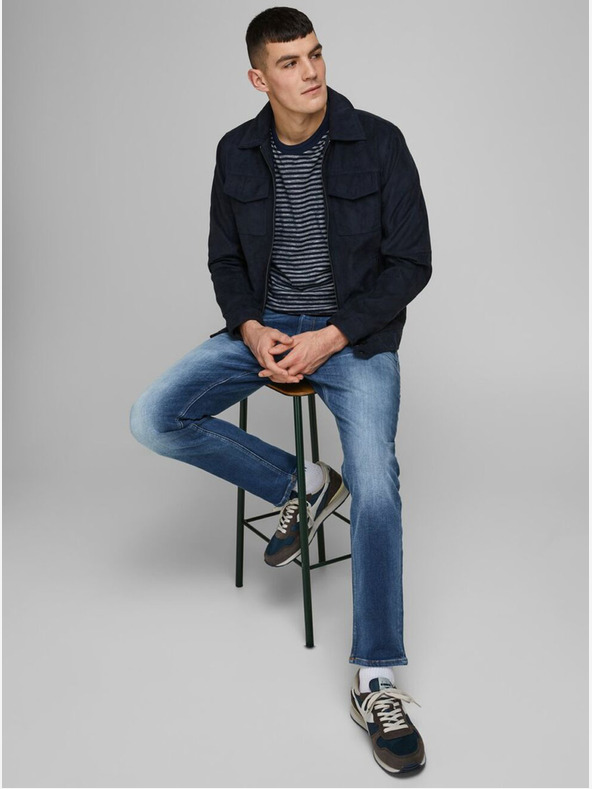 Jack & Jones Modré pánské straight fit džíny Jack & Jones Mike