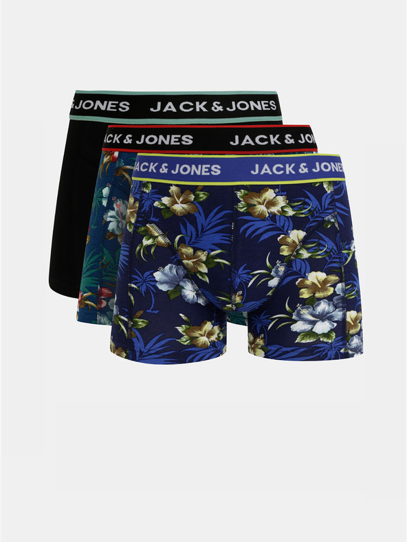 Jack & Jones Sada tří boxerek v modré a černé barvě Jack & Jones Flower