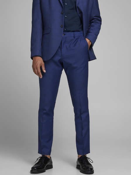 Jack & Jones Modré oblekové slim fit kalhoty s příměsí vlny Jack & Jones Solaris