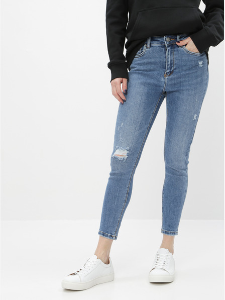 ONLY Modré zkrácené skinny fit džíny ONLY Mila