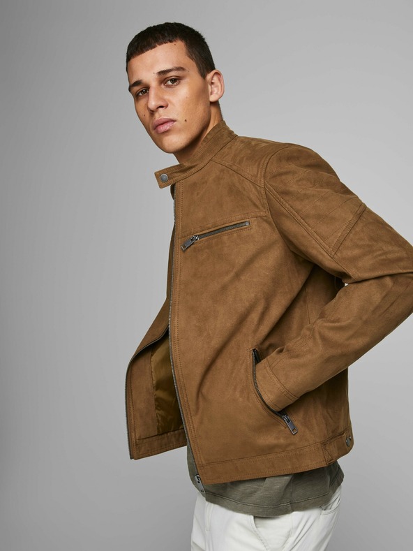 Jack & Jones Hnědá bunda v semišové úpravě Jack & Jones Rocky