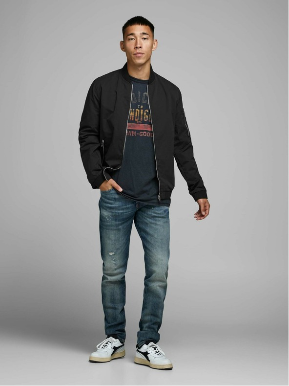 Jack & Jones Černý pánský voděodpudivý bomber Jack & Jones Rush