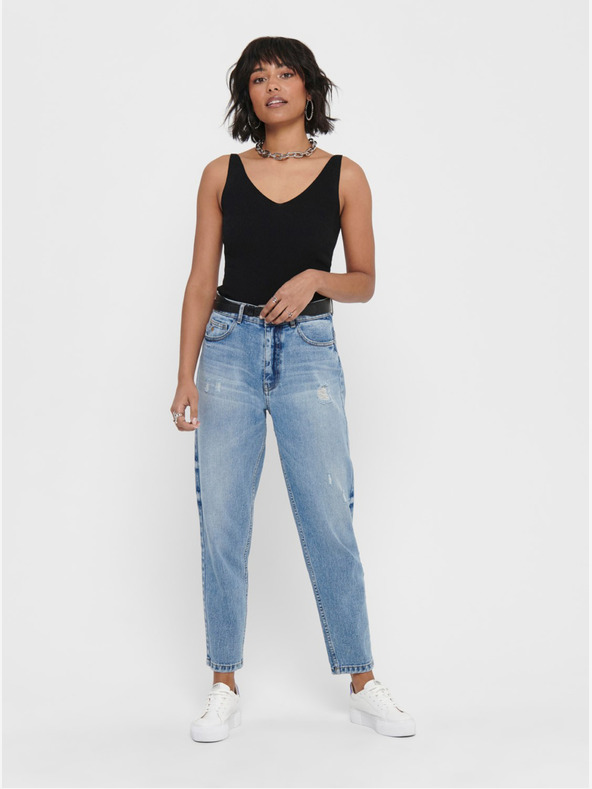 Jacqueline de Yong Černé žebrované tílko JDY Nanna