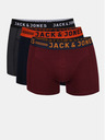 Jack & Jones Sada tří pánských boxerek ve vínové, tmavě modré a šedé barvě Jack & Jones Lichfield
