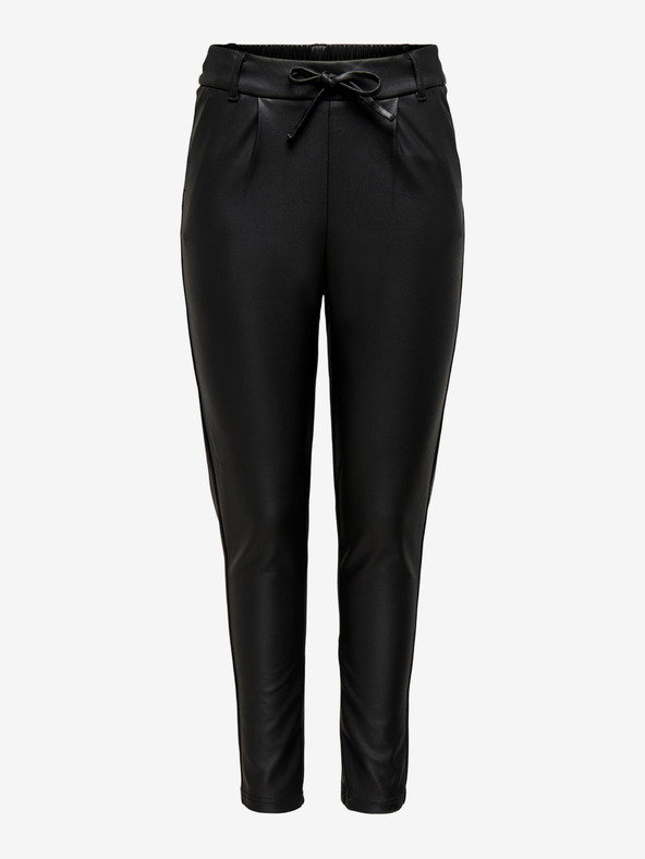 ONLY Černé dámské koženkové kalhoty ONLY Pop Trash