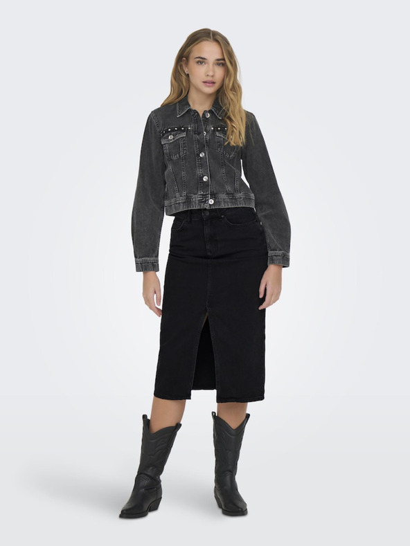 ONLY Černá dámská džínová midi sukně ONLY Bianca