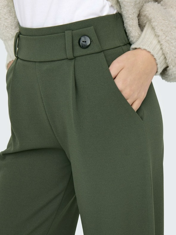 Jacqueline de Yong Tmavě zelené dámské široké kalhoty JDY Geggo