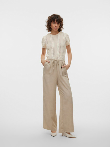Vero Moda Béžové dámské široké kalhoty Vero Moda