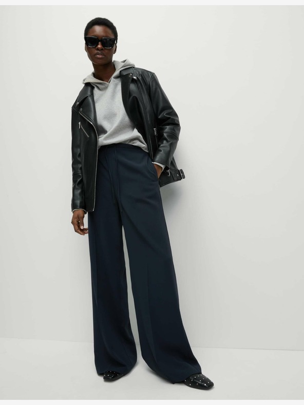 Marks & Spencer Krepové kalhoty se širokými nohavicemi a elastickým pasem Marks & Spencer námořnická modrá