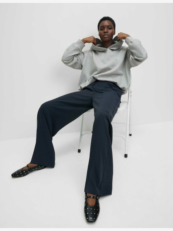 Marks & Spencer Krepové kalhoty se širokými nohavicemi a elastickým pasem Marks & Spencer námořnická modrá