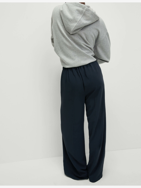 Marks & Spencer Krepové kalhoty se širokými nohavicemi a elastickým pasem Marks & Spencer námořnická modrá