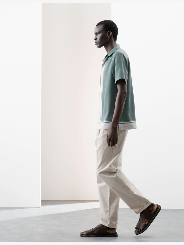 Marks & Spencer Pruhovaná košile s kubánským límečkem Marks & Spencer zelená