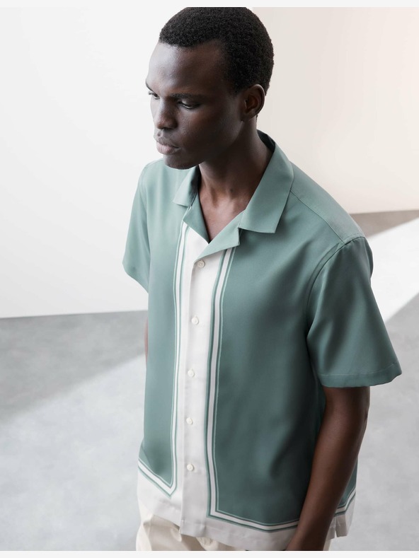 Marks & Spencer Pruhovaná košile s kubánským límečkem Marks & Spencer zelená