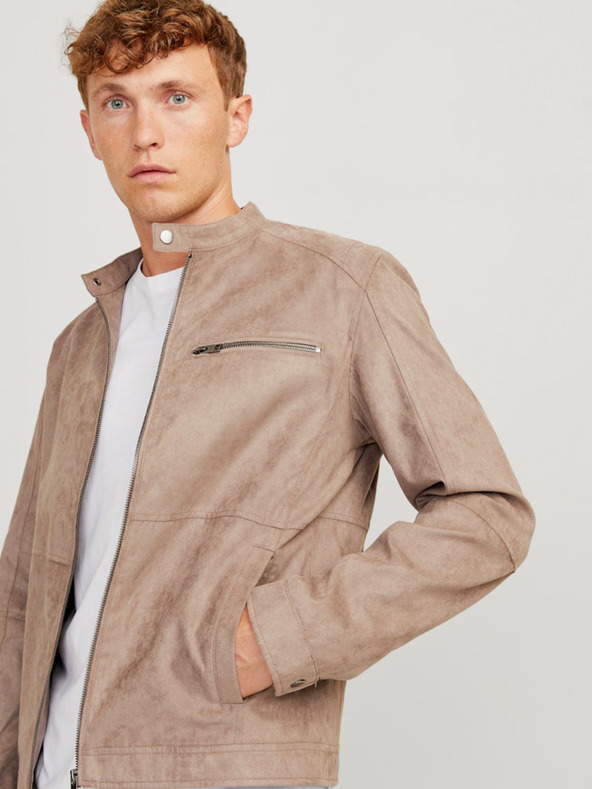 Jack & Jones Béžová pánská bunda v semišové úpravě Jack & Jones
