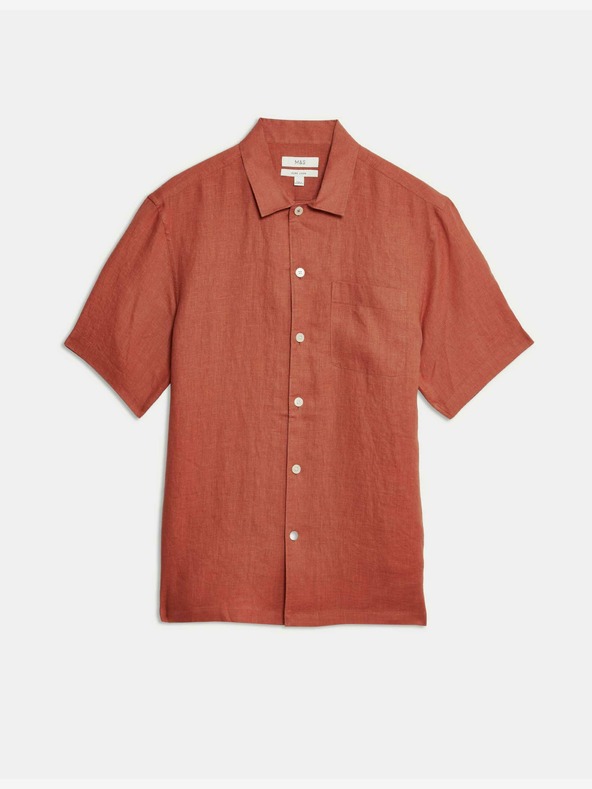 Marks & Spencer Košile z čistého lnu Marks & Spencer oranžová